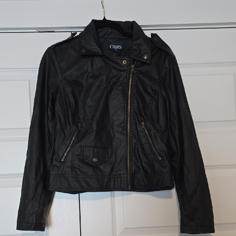Chaps Women's Black Leather Jacket